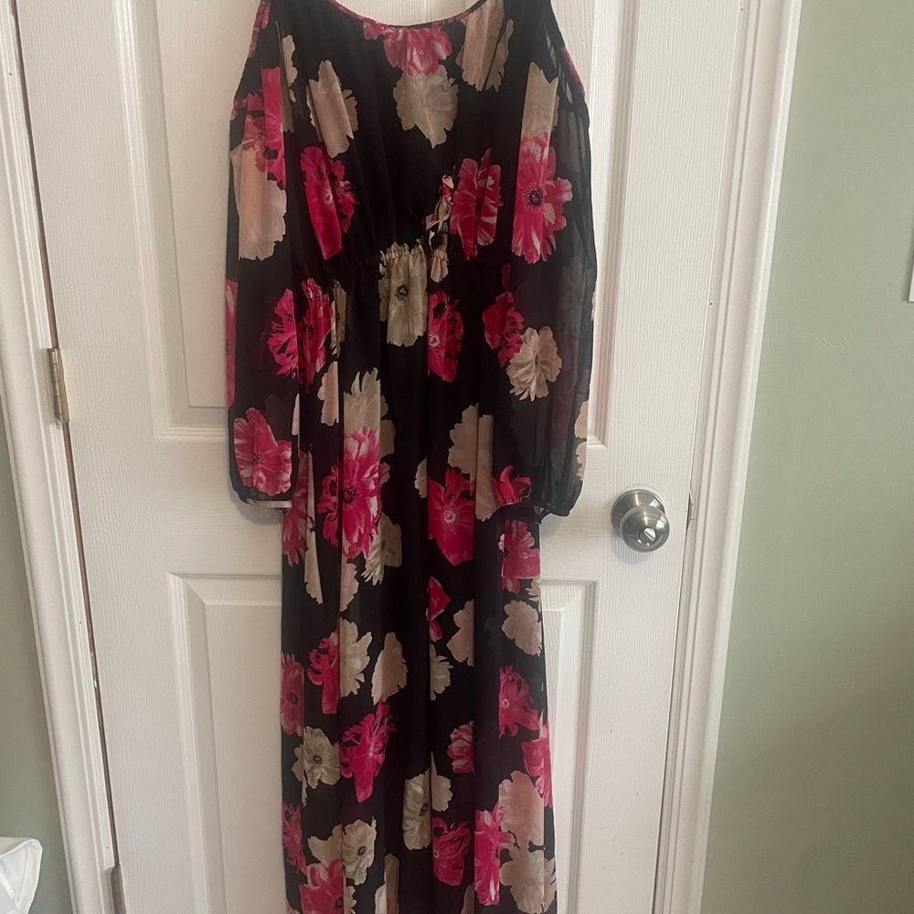 Calvin Klein Floral Off-Shoulder Maxi Dress